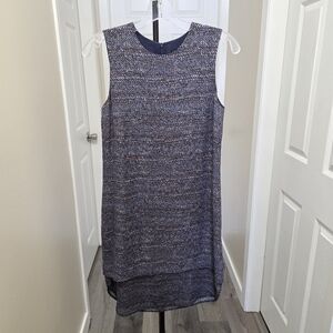 Theory 100% Silk Navy Multicolor Faded Dress